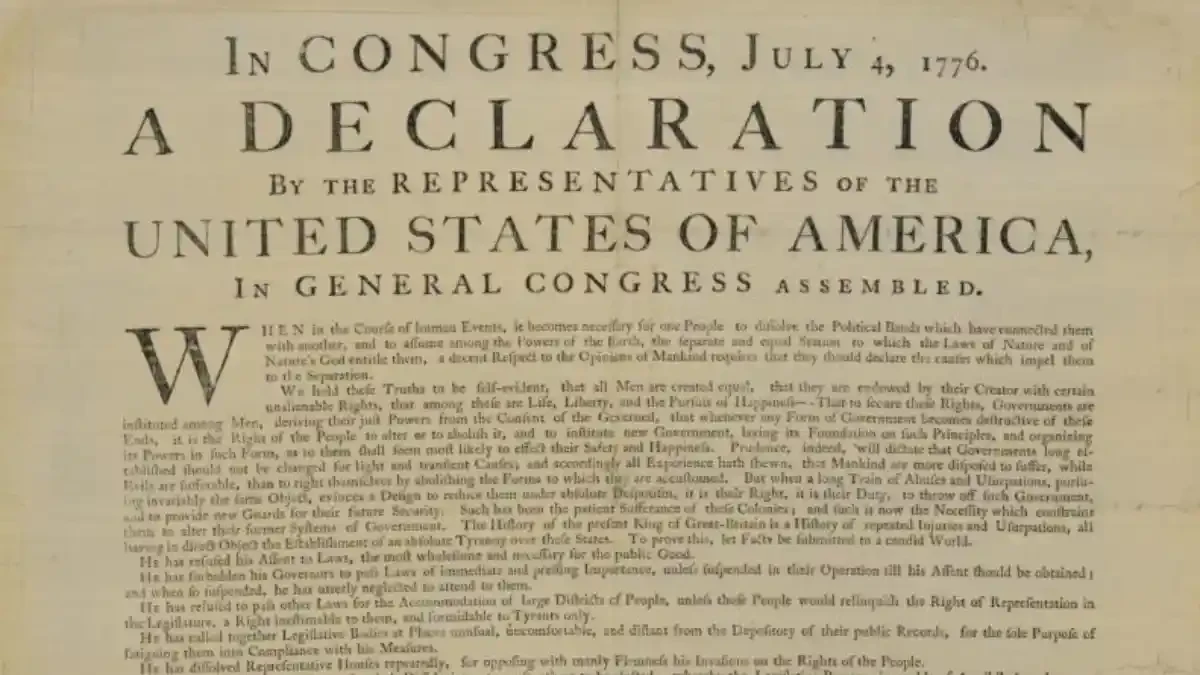 John Trumbull painting depicting the presentation of the Declaration of Independence to the Continental Congress.